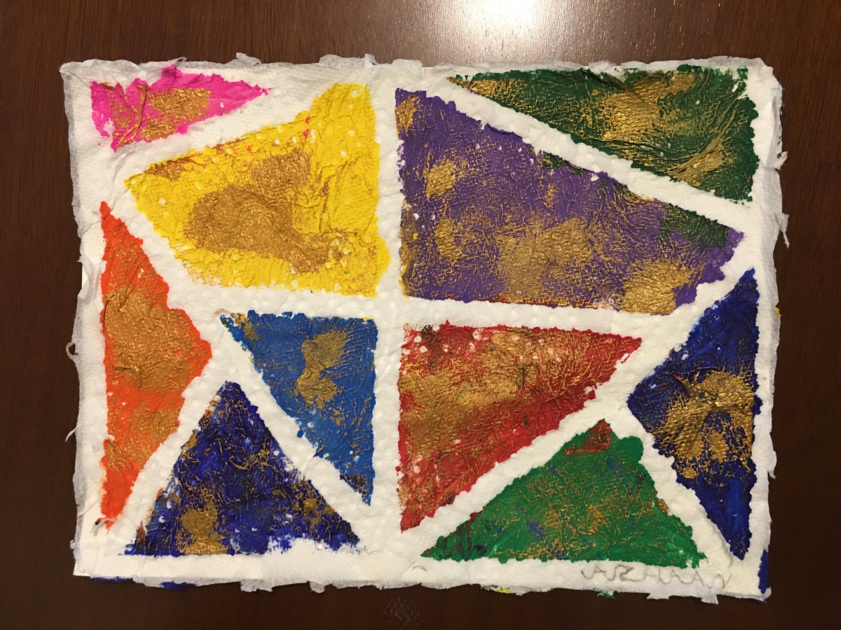 Textured painting on paper using tissue&nbsp;paper